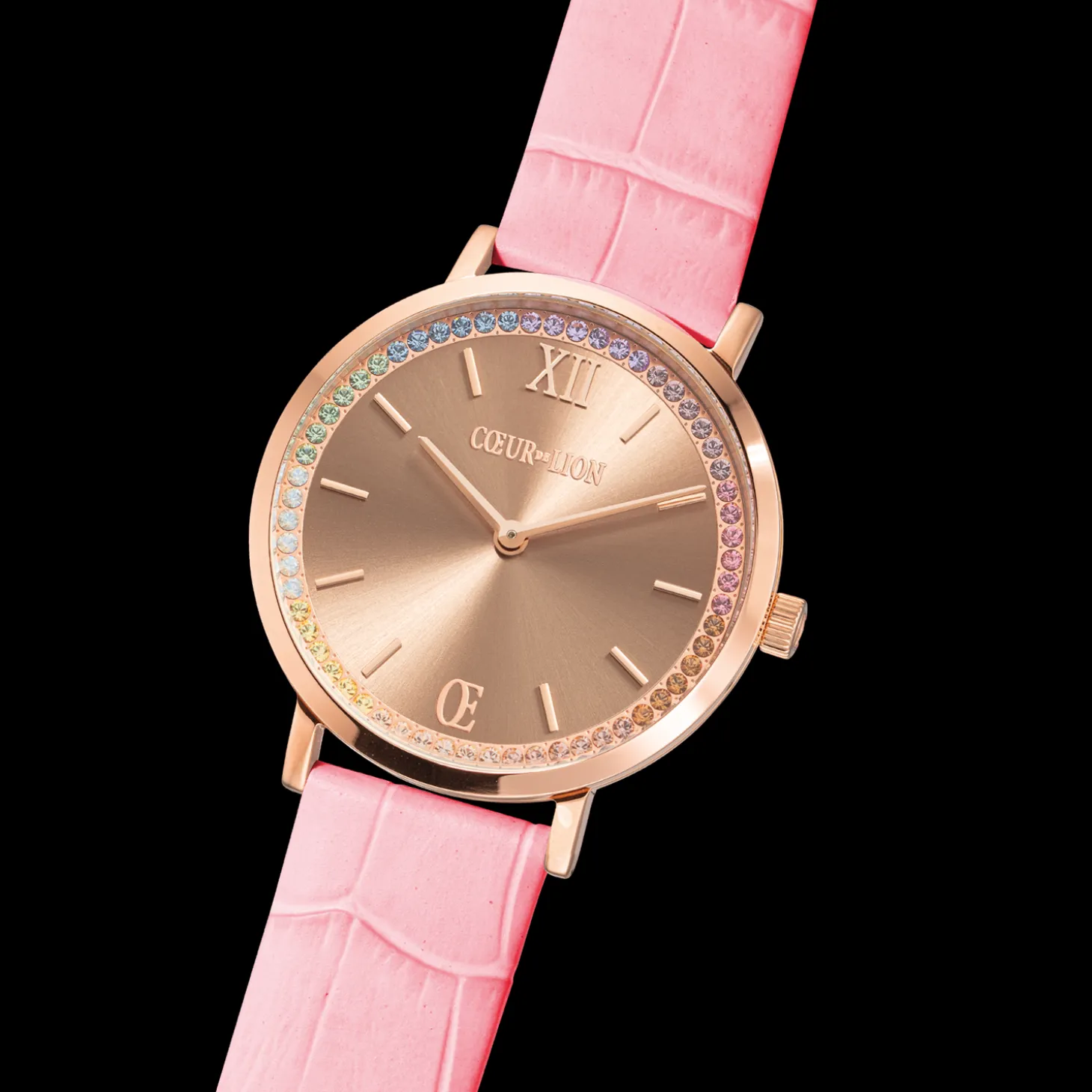 Watch Round Pastel Lovers Rose Gold Bracelet Leather Pink