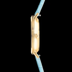 Watch Round Pastel Lovers Gold Bracelet Leather Blue
