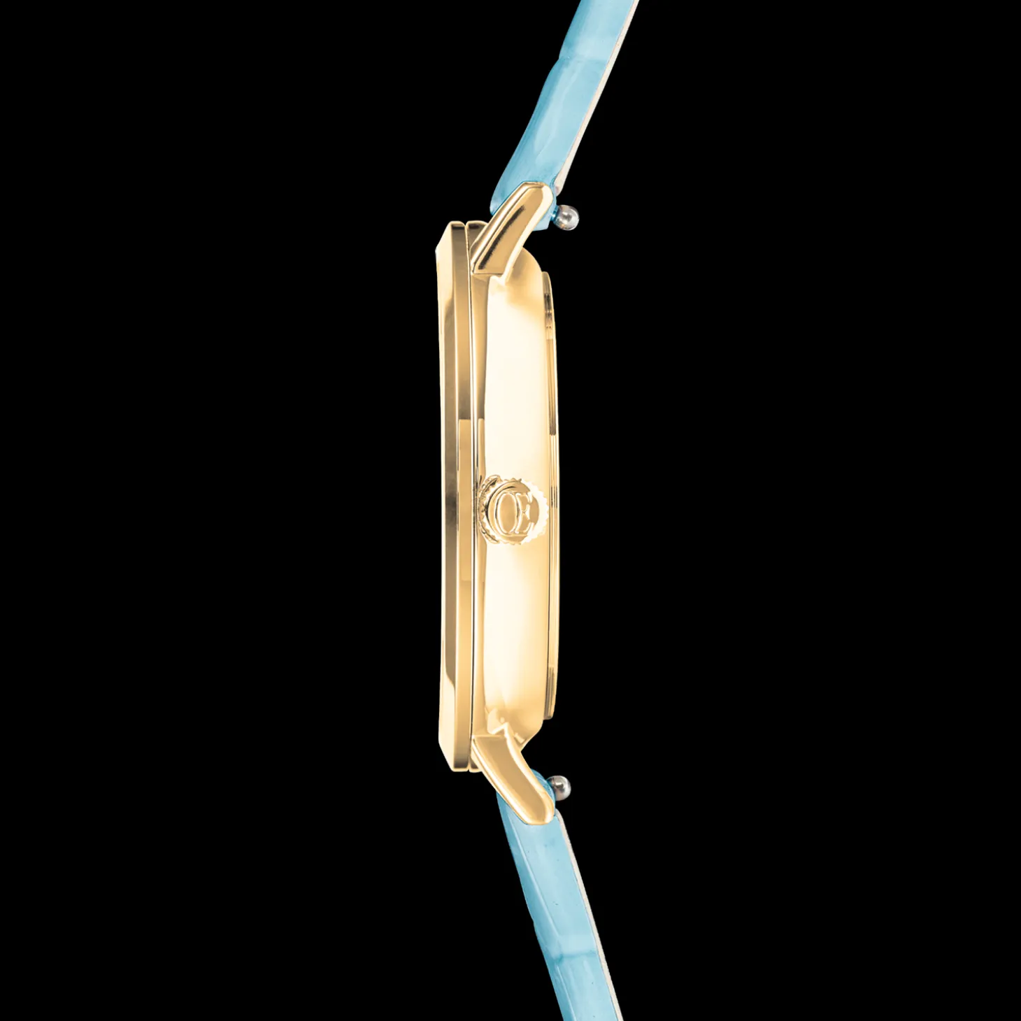 Watch Round Pastel Lovers Gold Bracelet Leather Blue
