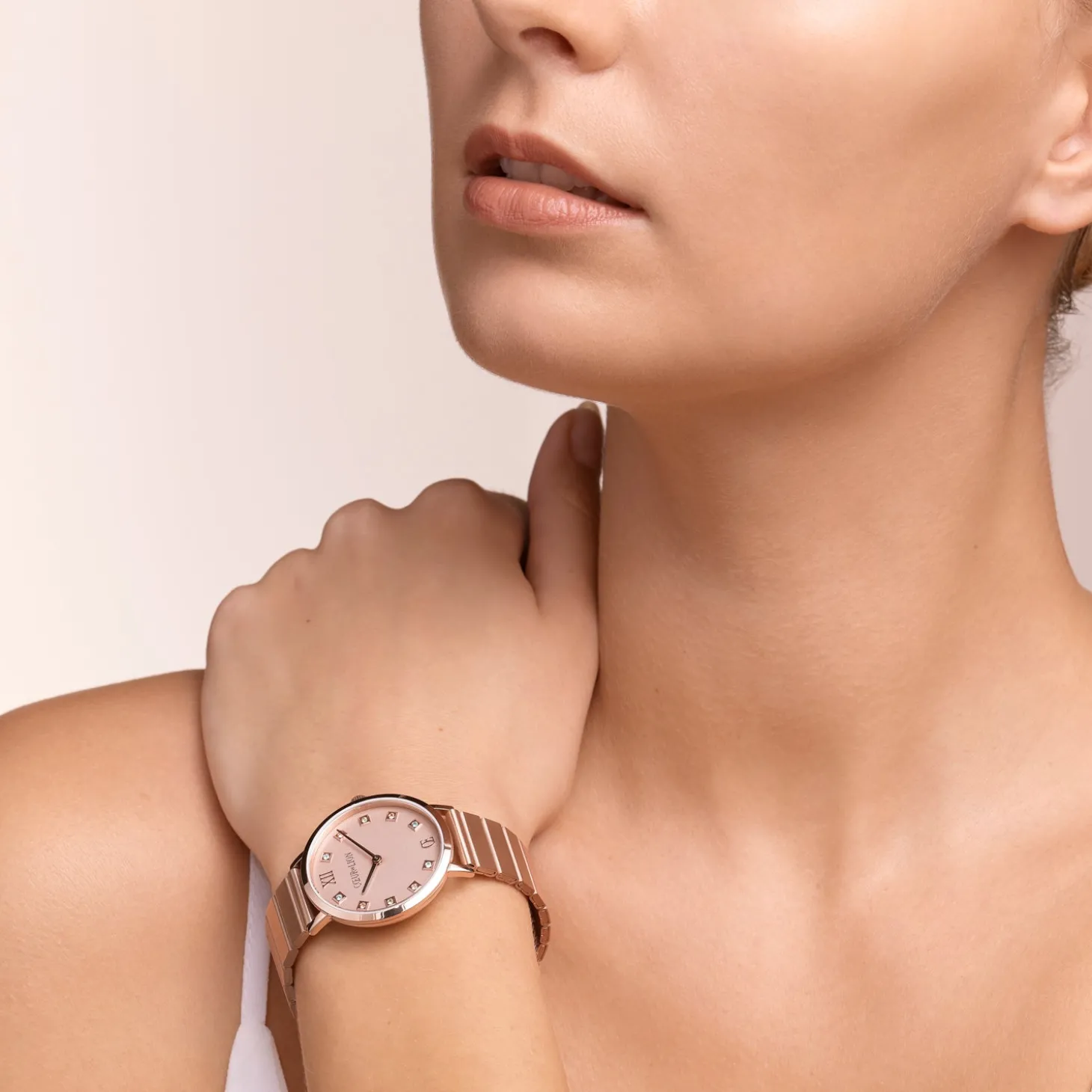 Watch Round Rose Gold Matt Monochrome Stainless Steel Rose Gold