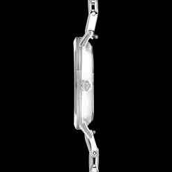 Watch Round Sparkling Graceful Greige Statement Silver