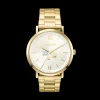 Watch Round Statement Unisex White Sunray Stainless Steel Frosted Gold
